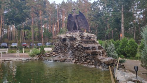 Санаторий Затишье Скульптура орла фонтан водопад
