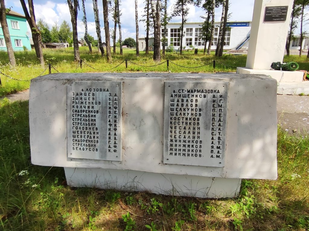 Памятник погибшим землякам, воинам Советской Армии и жертвам фашизма. Лутна имена жертв