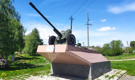 Советское 45-мм противотанковое орудие М-42 находящееся в городе Почеп Брянской области