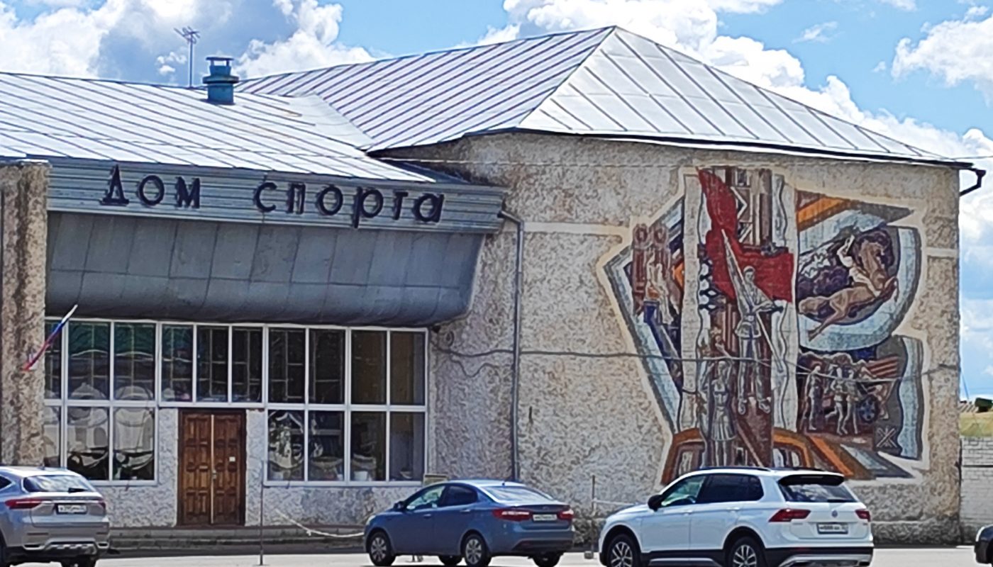 Дом спорта советская мозаика на здании снимок