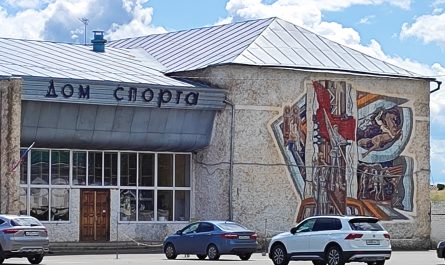 Дом спорта советская мозаика на здании снимок